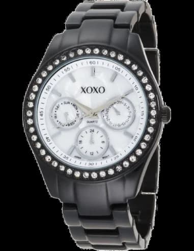 Montre Femme XOXO XO115, Boîtier et Bracelet Noir Acier