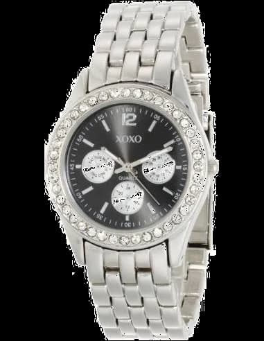 Montre Femme XOXO XO5208 en Acier Argent et Cadran Noir