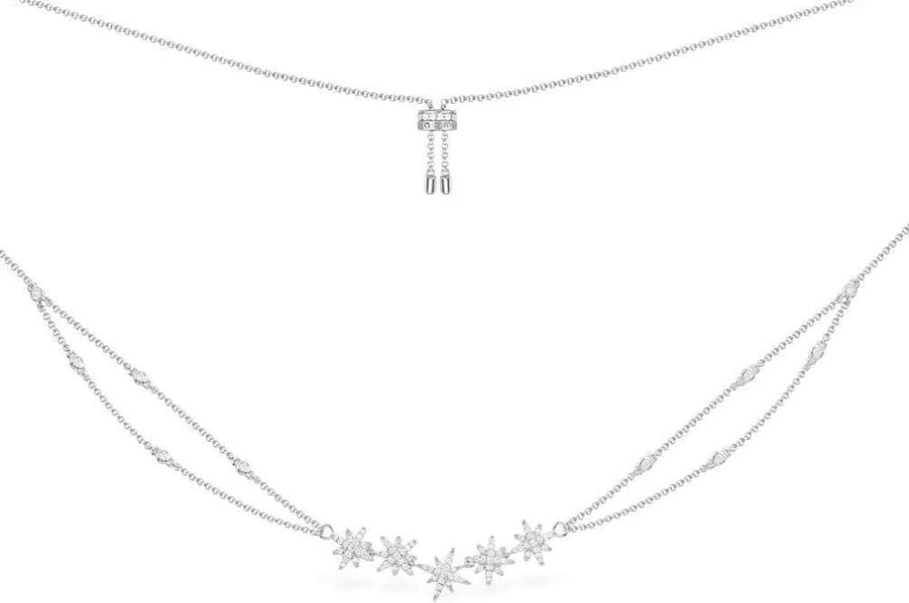 Garde-temps APM Monaco AC5967OX pour femme, collier double chaine argent 925 météorites
