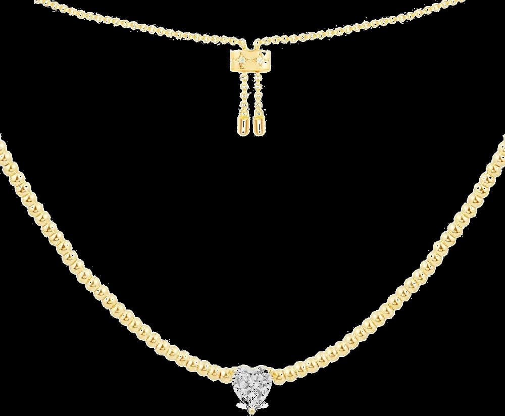 Garde-temps APM Monaco YC6372OX pour femme, coeur en cristal plaqué or jaune ajustable