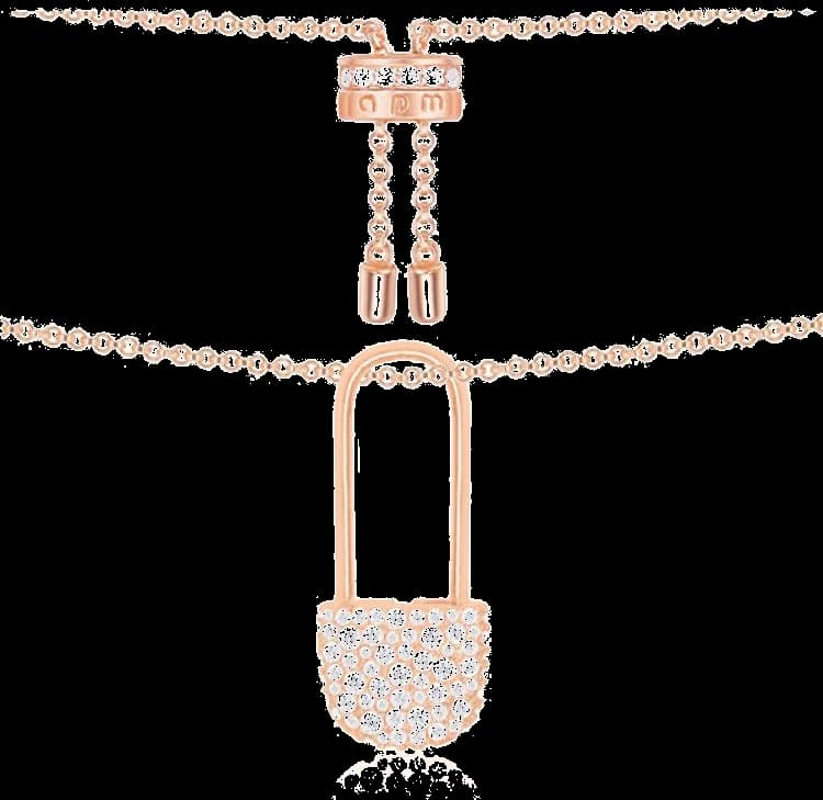 Garde-temps APM Monaco AX052 pour femme, collier épingle nourice micro-pavés zirconium or rose