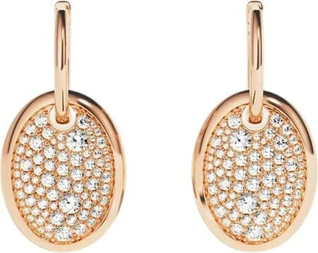 Garde-temps APM Monaco PE15362OX pour femme, boucles ovales chocolat plaqué or rose cristaux blancs