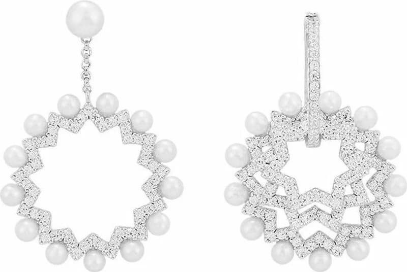 Garde-temps APM Monaco 112218 pour femme, asymétriques argent perles zirconiums