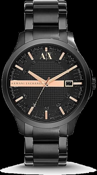 Garde-temps Armani Exchange AX2150 pour homme, cadran noir, bracelet acier noir