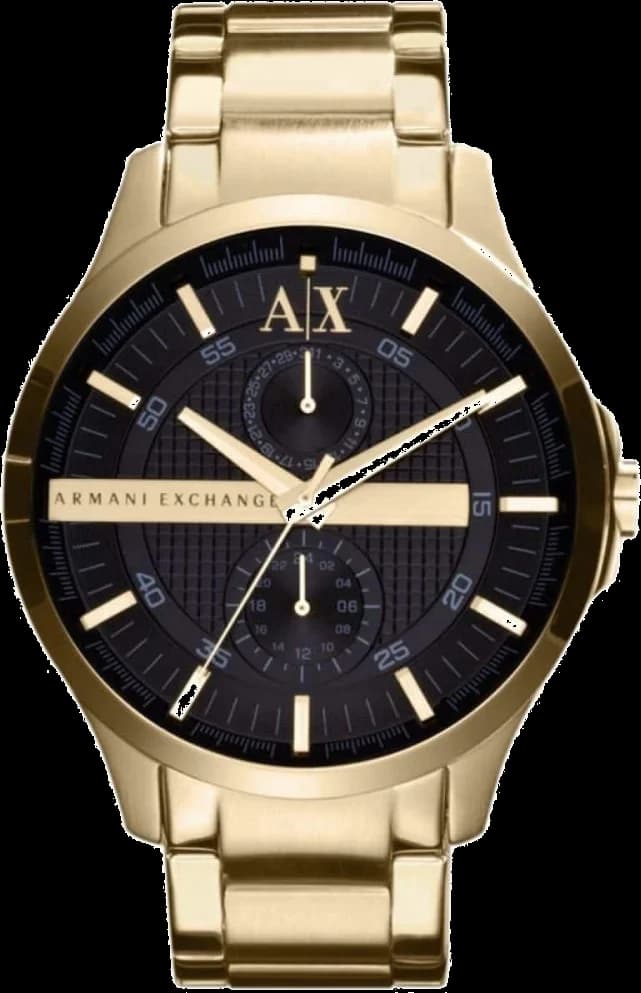 Garde-temps Armani Exchange AX2122 pour homme, cadran noir, bracelet acier doré, style chrono