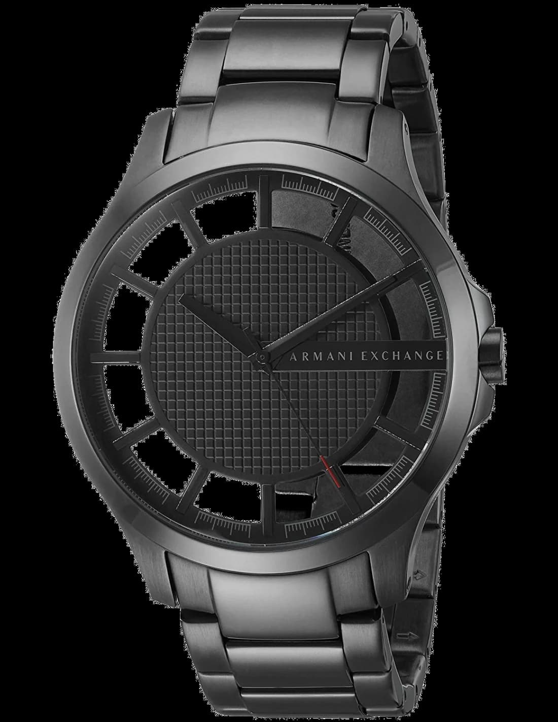 Garde-temps Armani Exchange AX2188 pour homme, cadran transparent, bracelet acier, esthétique contemporaine
