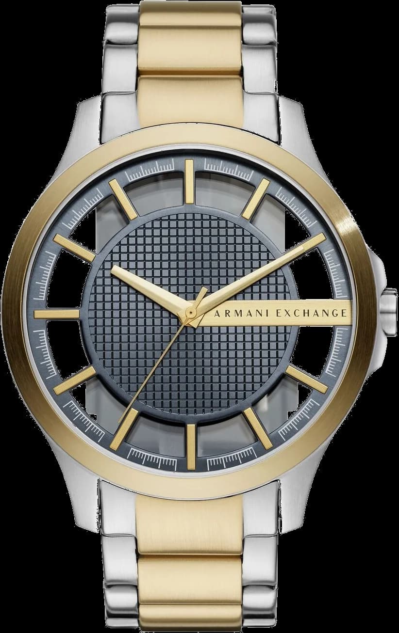 Garde-temps Armani Exchange AX2403 pour homme, cadran transparent bicolore acier