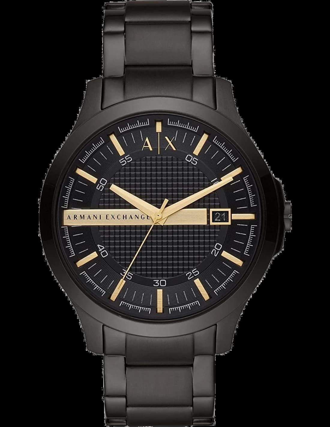 Garde-temps Armani Exchange AX2413 pour homme, cadran noir, boîtier acier IP noir