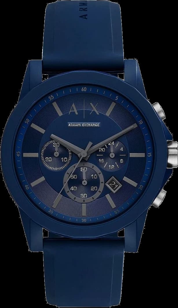 Garde-temps Armani Exchange AX7128 pour homme, cadran bleu avec bracelet silicone