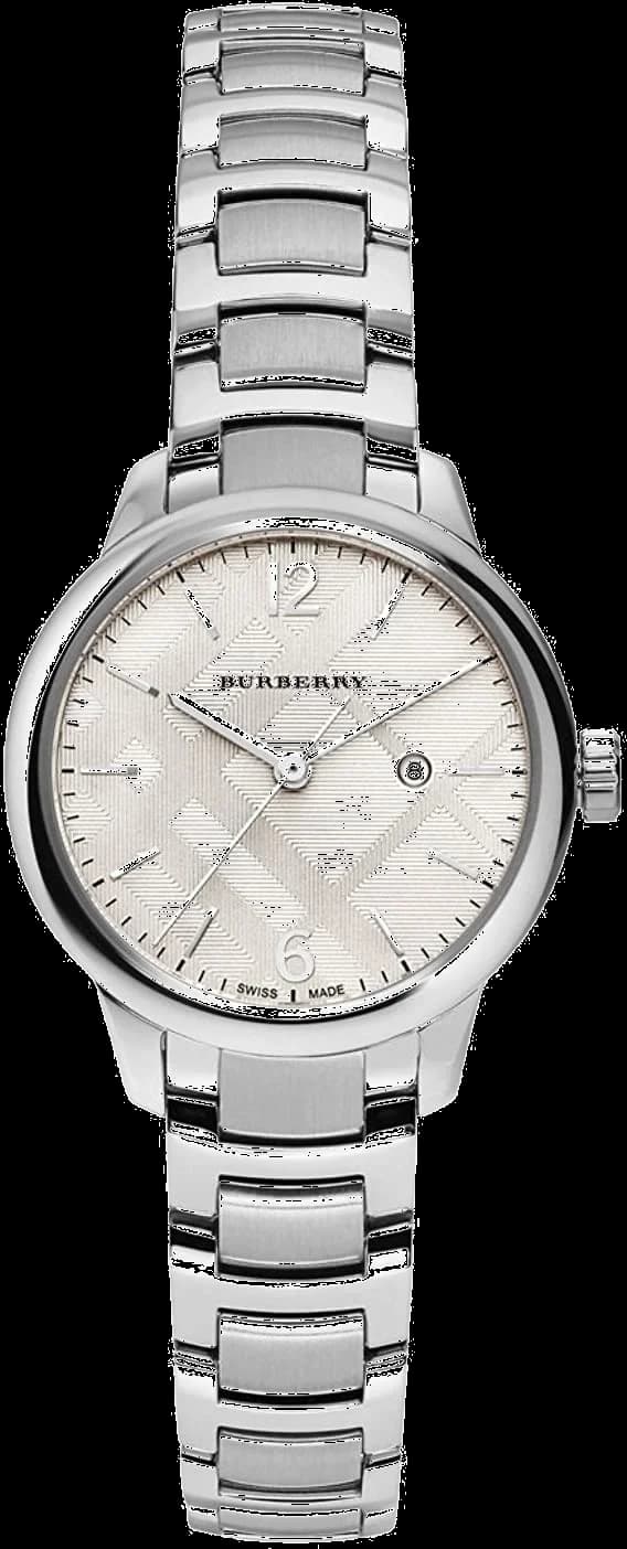 Garde-temps Burberry BU10108 pour femme, cadran argent et bracelet acier élégants