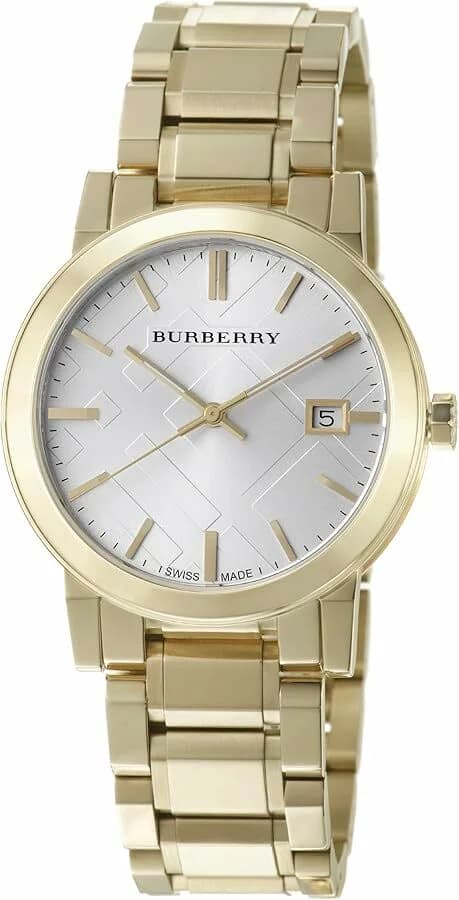 Garde-temps Burberry BU9003 pour homme, cadran argenté, bracelet acier, style classique