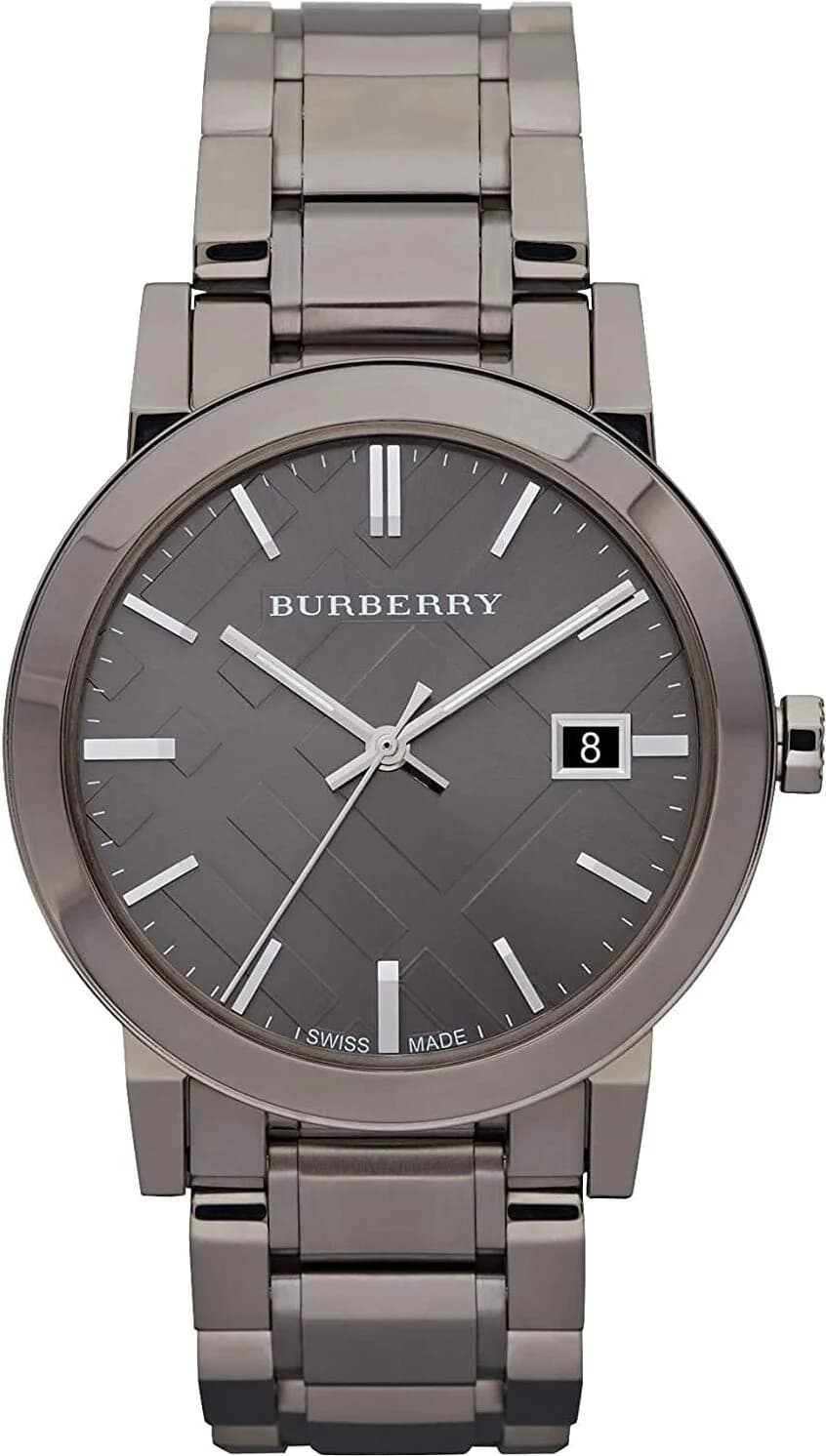 Garde-temps Burberry BU9007 pour homme, cadran gris, bracelet acier