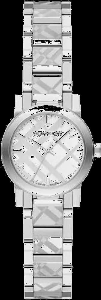 Garde-temps Burberry BU9233 pour femme, cadran argent, bracelet acier argenté Swiss Made