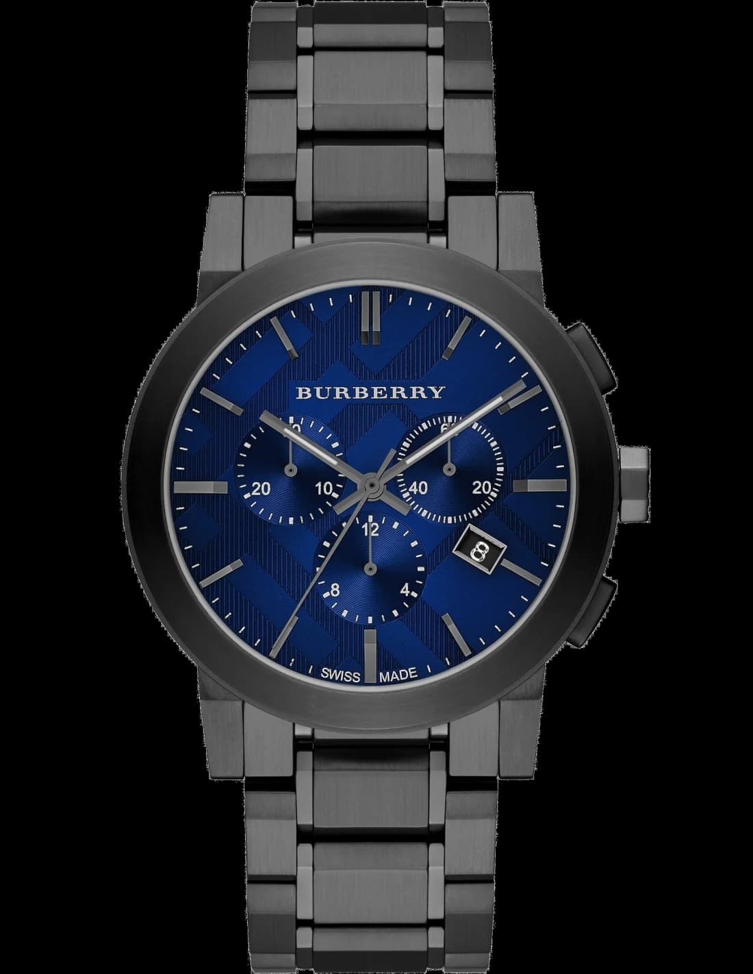 Garde-temps Burberry BU9365 pour homme, au cadran bleu sur bracelet acier