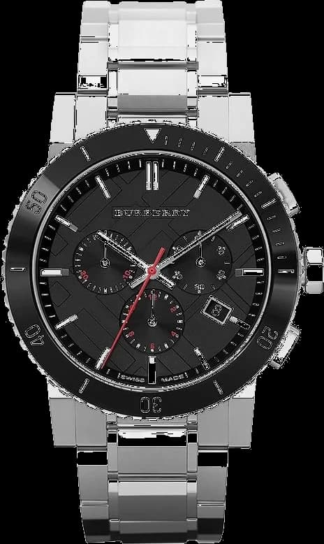 Garde-temps Burberry BU9380 pour homme, cadran noir, bracelet acier