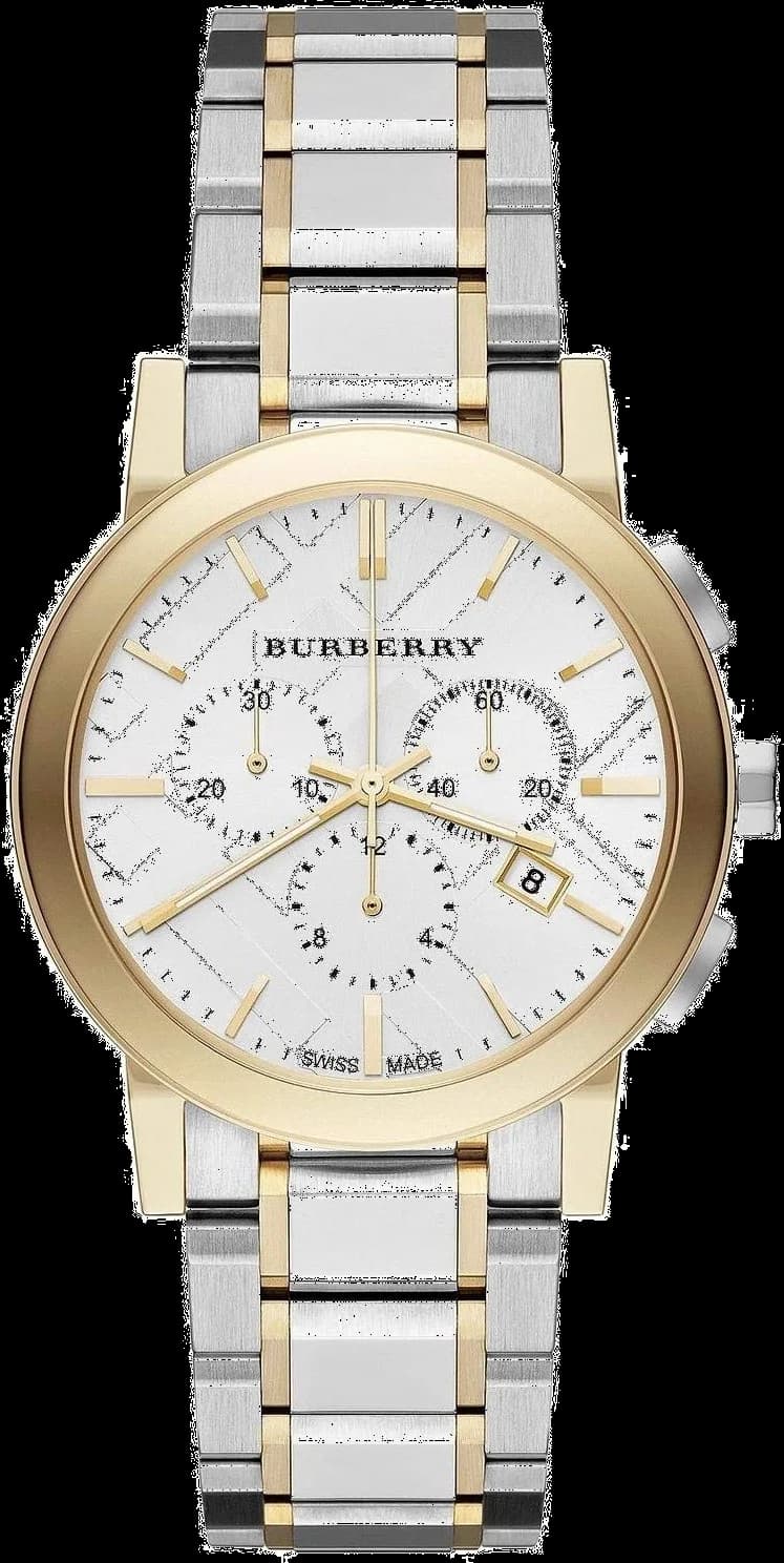 Garde-temps Burberry BU9751 pour unisexe, bicolore acier argent et or