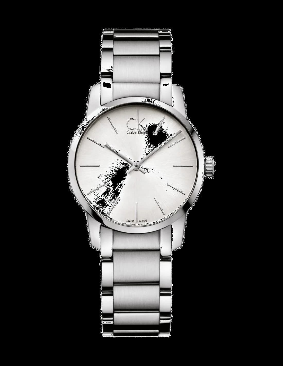 Garde-temps Calvin Klein K2G23126 pour femme, cadran argenté, bracelet acier