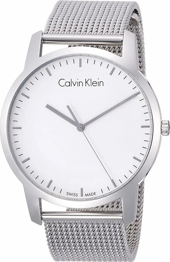 Garde-temps Calvin Klein K2G2G126 pour homme, cadran blanc, bracelet acier milanais
