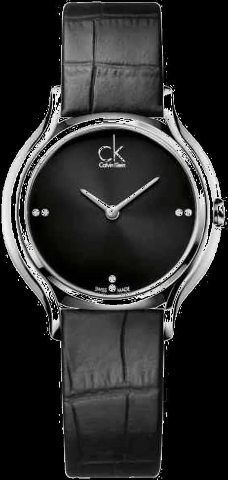 Garde-temps Calvin Klein K2U231CS pour femme, cadran noir et bracelet cuir noir Swiss Made