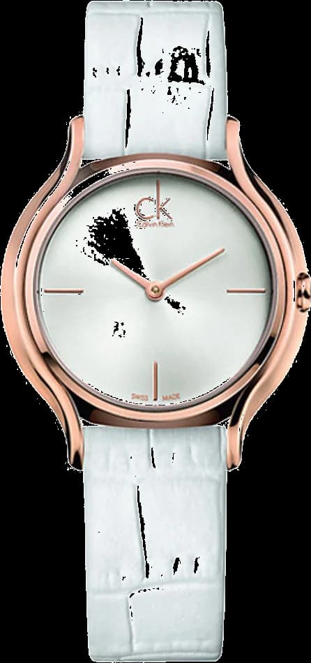 Garde-temps Calvin Klein K2U236KW pour femme, cadran doré et bracelet cuir blanc