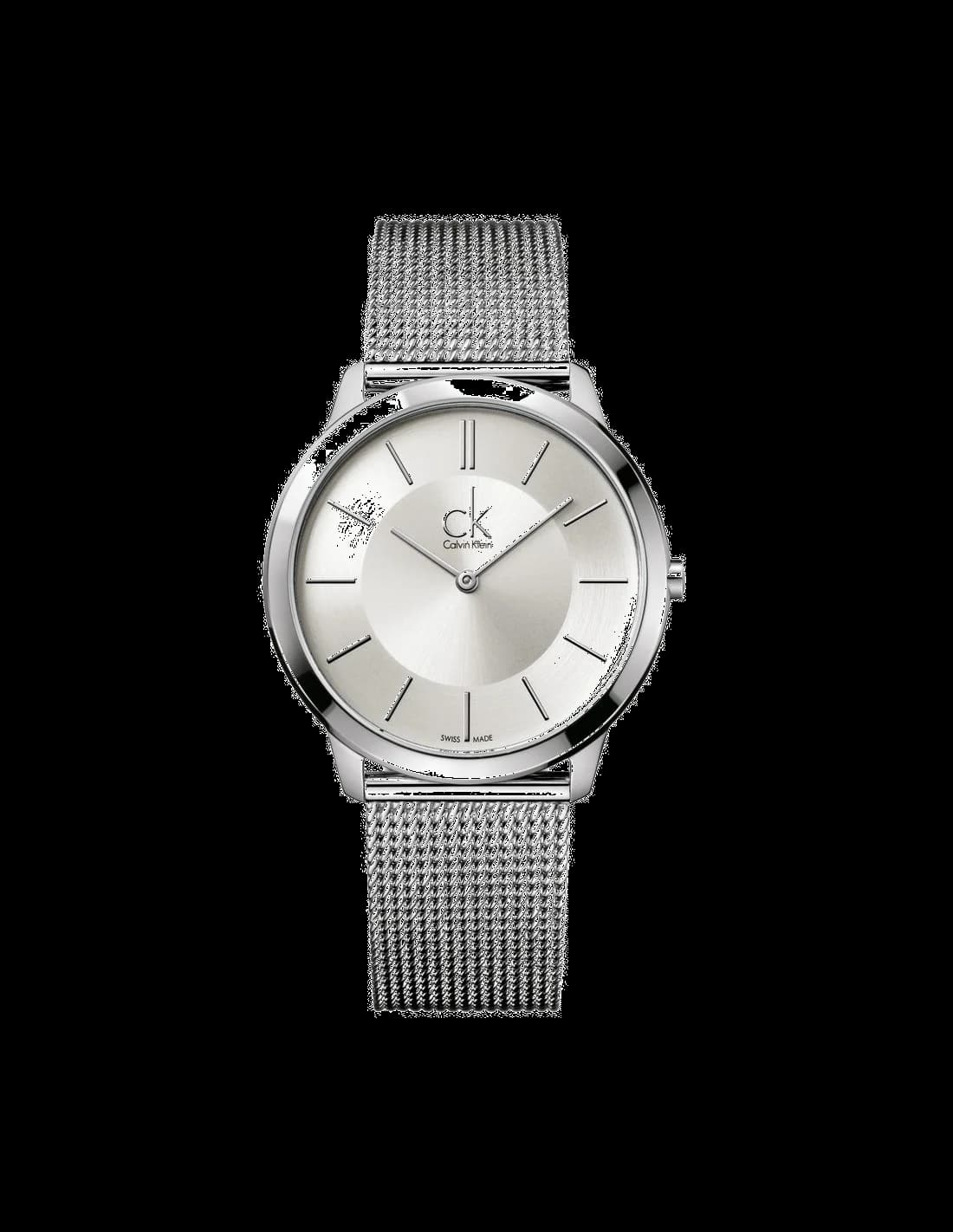 Garde-temps Calvin Klein K3M22126 pour femme, cadran argent, bracelet maille milanaise