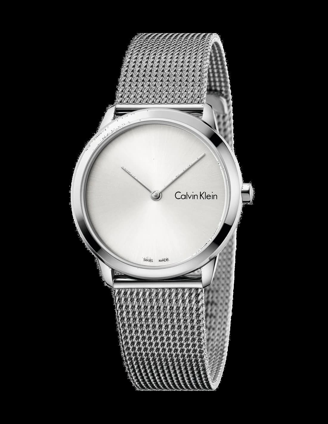 Garde-temps Calvin Klein K3M221Y6 pour femme, cadran argenté, maille milanaise