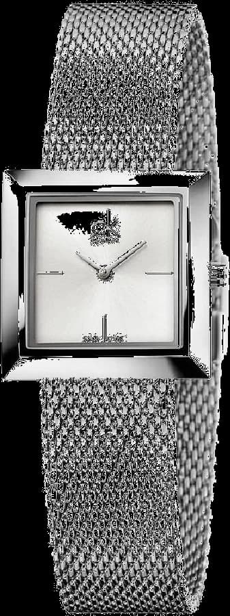 Garde-temps Calvin Klein K3R23126 pour femme, cadran argent et bracelet maille acier