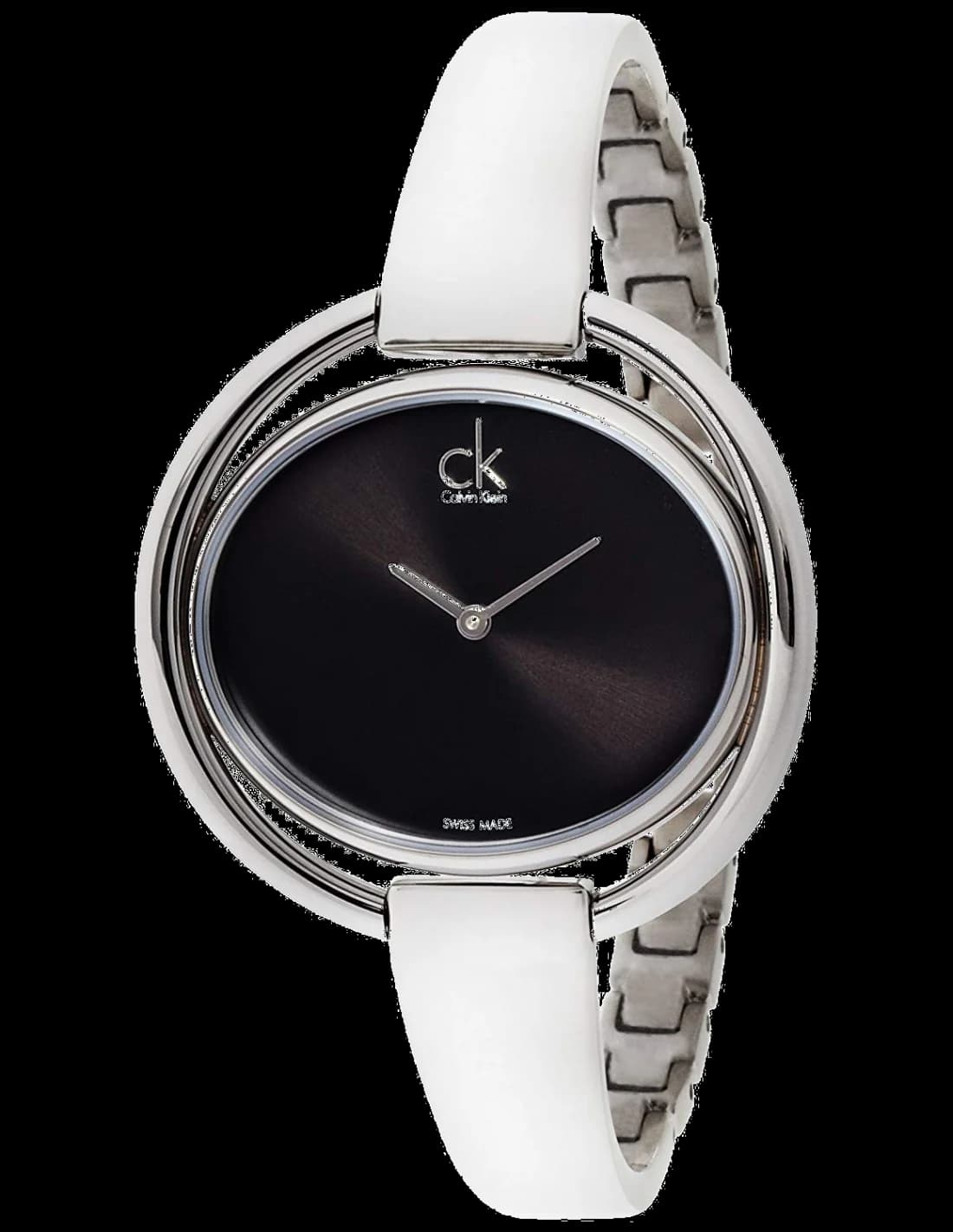 Garde-temps Calvin Klein K4F2N111 pour femme, cadran noir, bracelet acier argenté