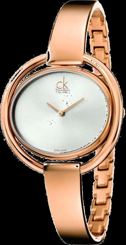 Garde-temps Calvin Klein K4F2N616 pour femme, cadran argent dans boîtier ovale or rose