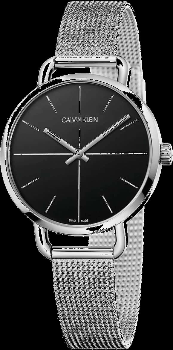 Garde-temps Calvin Klein K7B23121 pour femme, cadran noir, bracelet acier