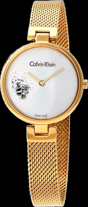 Garde-temps Calvin Klein K8G23526 pour femme, cadran argent, boîtier et bracelet acier doré