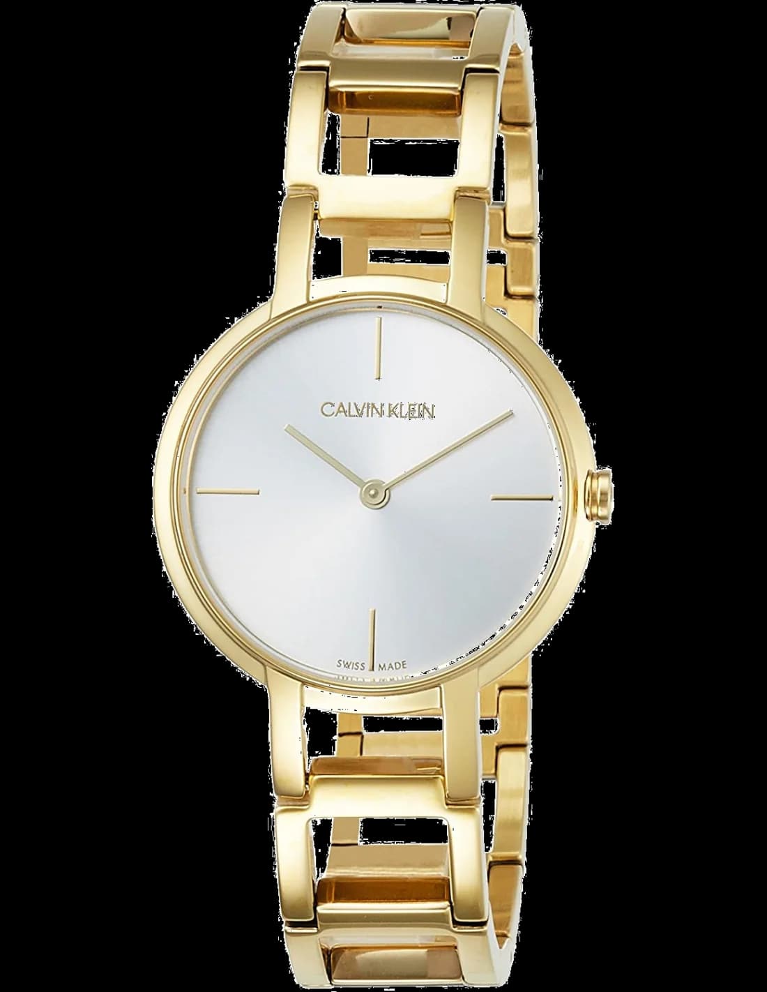 Garde-temps Calvin Klein K8N23546 pour femme, cadran argent avec bracelet acier doré, élégance intemporelle