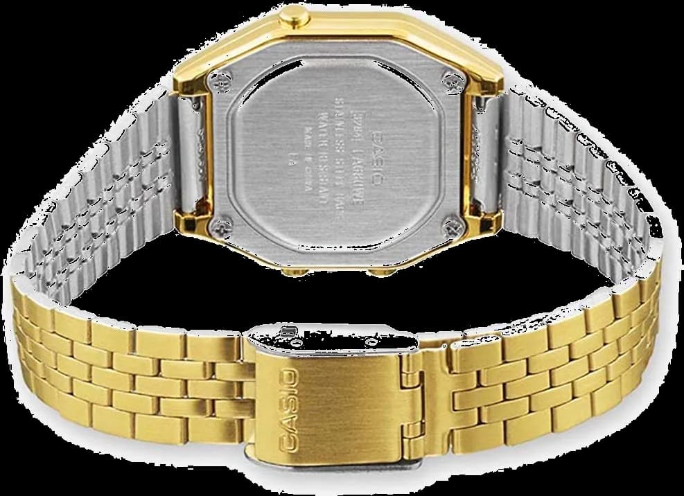 Zoom sur le cadran or du Casio LA680WEGA-9EF