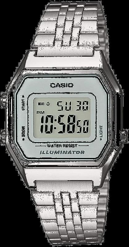 Garde-temps Casio LA680WEA-7EF pour unisexe, cadran gris sur bracelet acier métal