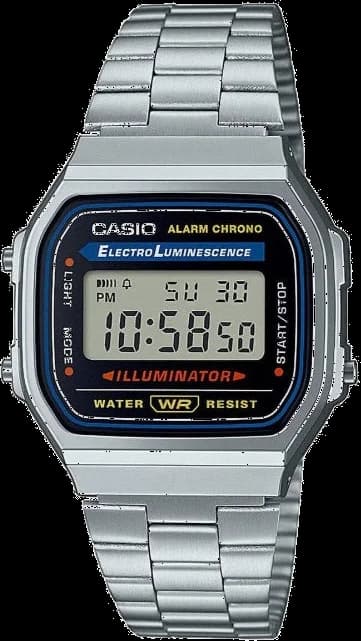 Garde-temps Casio A168WA-1YES pour unisexe, boîtier gris et bracelet acier