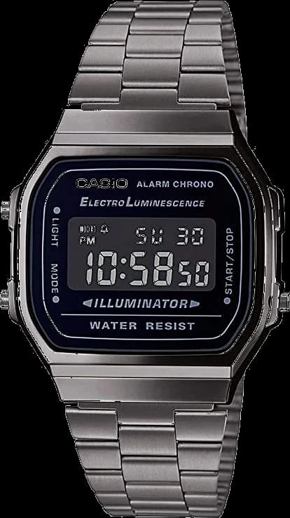 Montre Casio A168WEGG-1BEF unisexe cadran noir bracelet acier
