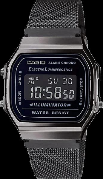 Garde-temps Casio A168WEMB-1BDF pour unisexe, noire avec cadran digital noir