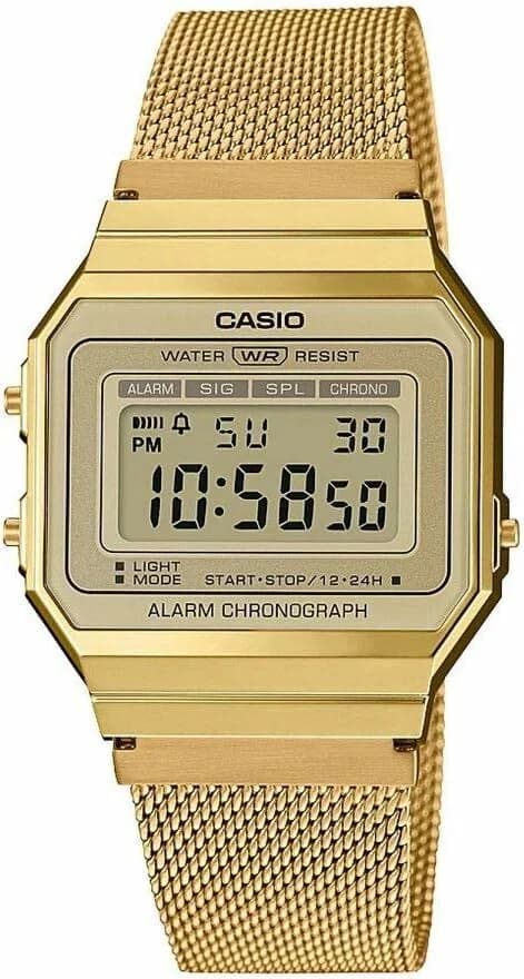 Garde-temps Casio A700WEMG-9AEF pour unisexe, dorée avec affichage digital