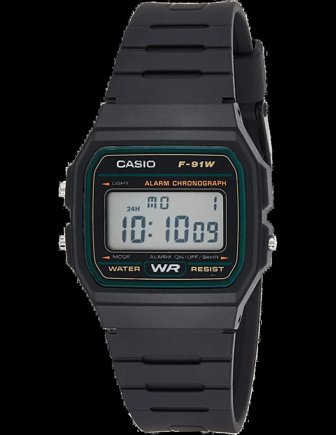Garde-temps Casio F-91W-3SDG pour homme, cadran gris, bracelet silicone noir
