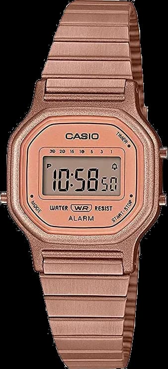 Garde-temps Casio LA-11WR-5AEF pour femme, cadran or rose digital rétro