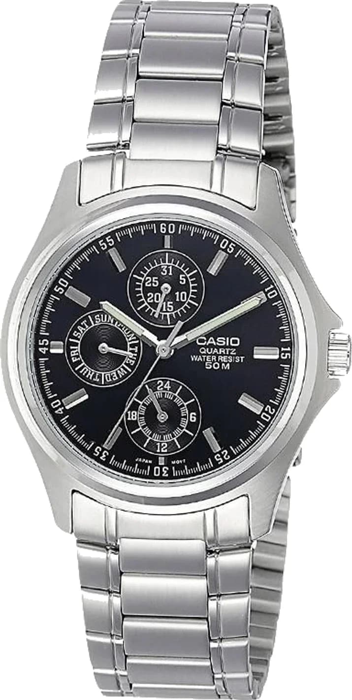 Montre Casio MTP-1246D-1AVDF homme cadran noir bracelet acier