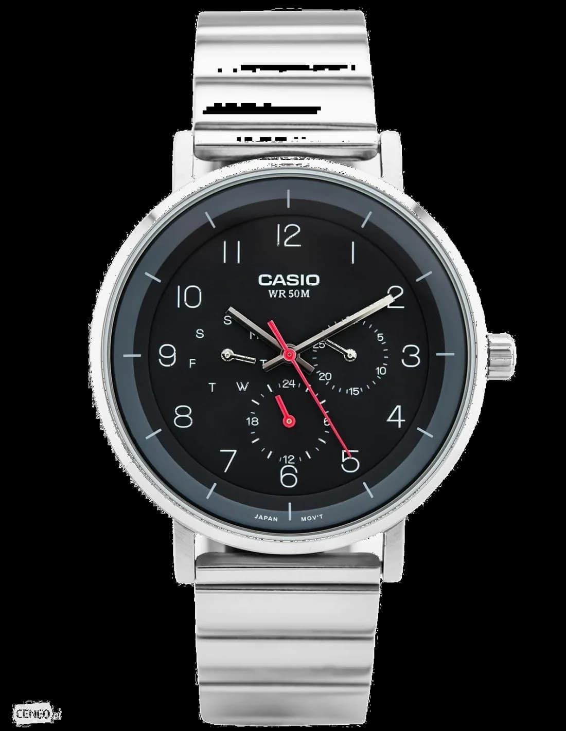 Garde-temps Casio MTP-E314D-1BV pour homme, noire à multi-cadrans sur acier