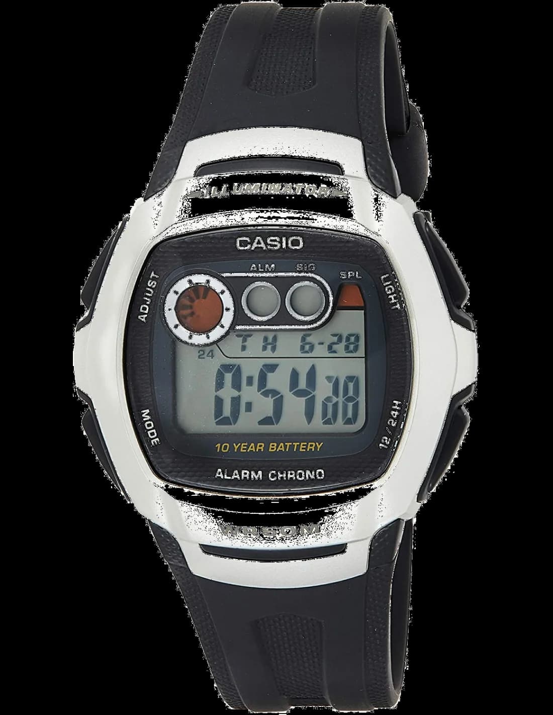 Garde-temps Casio W-210-1AVEF pour homme, cadran noir et bracelet silicone