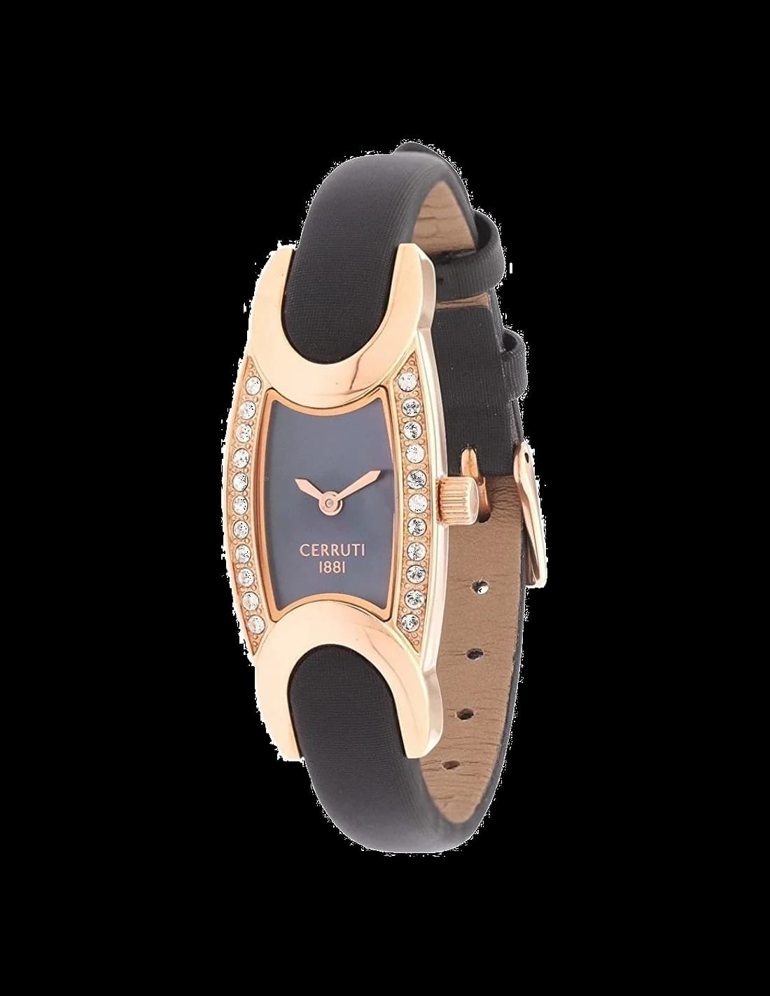 Garde-temps Cerruti 1881 CRO015S222A pour femme, cadran noir, bracelet cuir noir