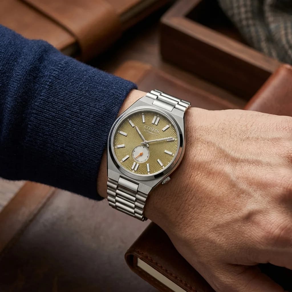Détail du bracelet acier du Citizen NK5010-51X