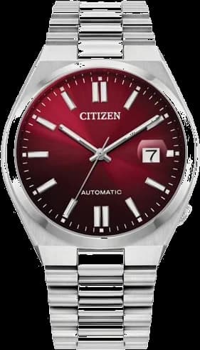 Garde-temps Citizen NJ0150-56W pour homme, cadran rouge sur bracelet acier