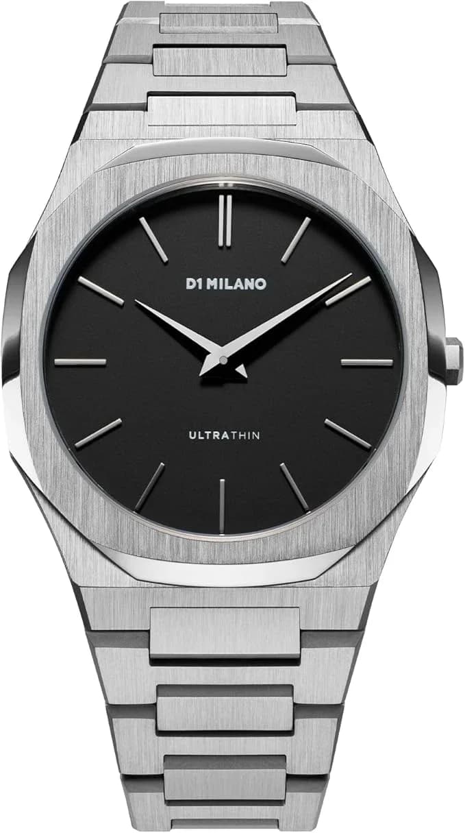 Garde-temps D1 Milano UTBJ40 pour homme, cadran noir et bracelet en acier