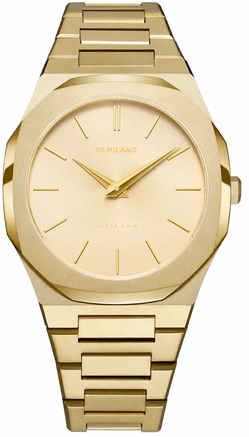 Garde-temps D1 Milano UTBJ36 pour unisexe, cadran or et bracelet en acier
