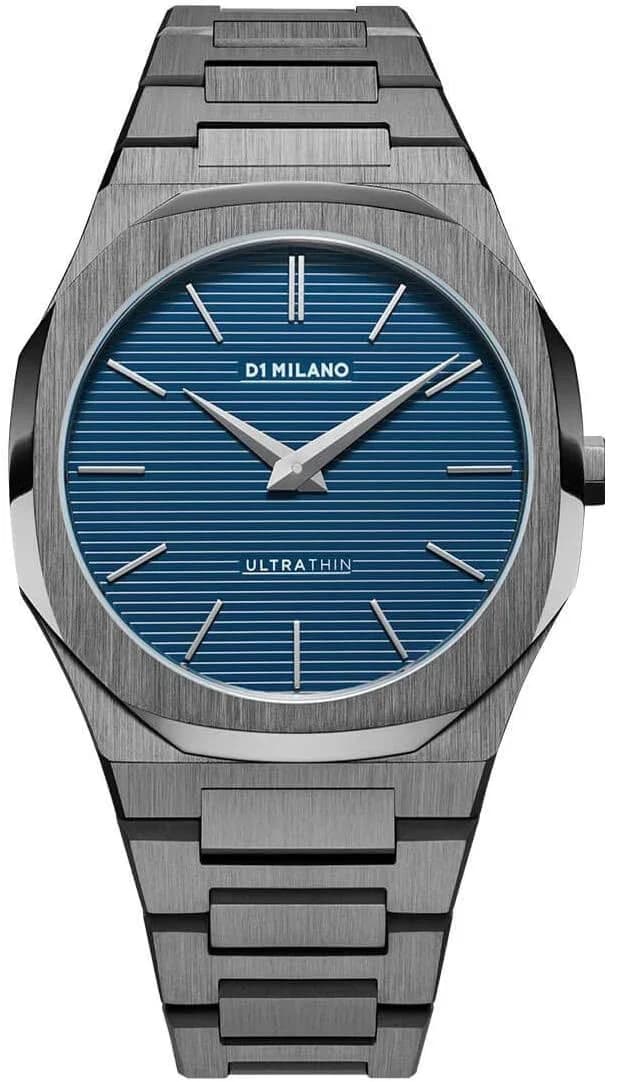 Garde-temps D1 Milano UTBJ12 pour homme, cadran bleu, bracelet acier