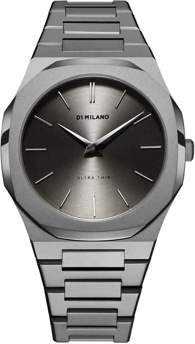 Garde-temps D1 Milano UTBJ22 pour homme, cadran gris avec acier